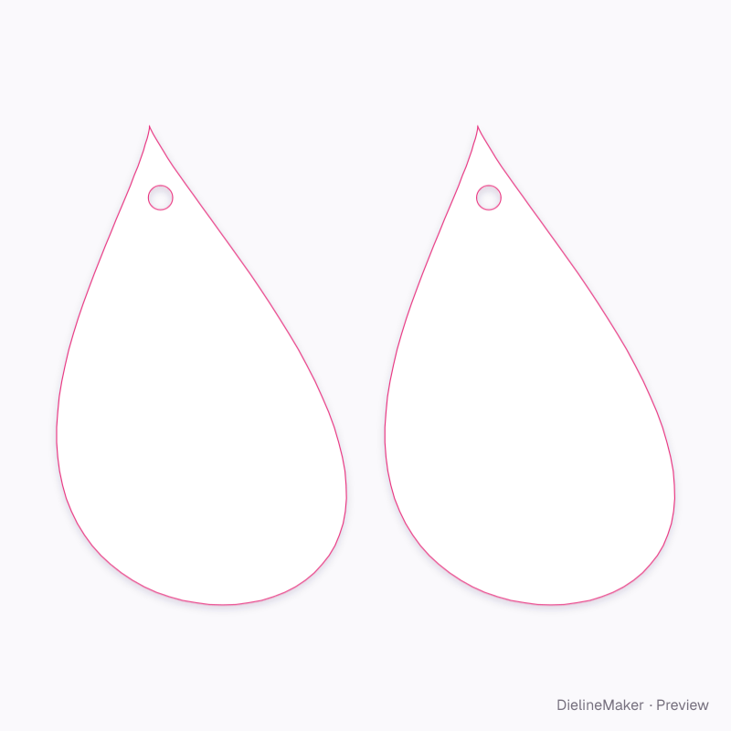 Teardrop cosmetic sachet 11 × 13 cm flat dieline