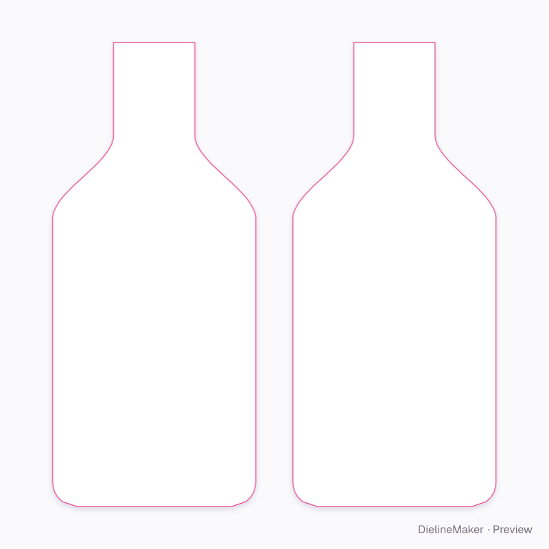 Silhouette sachet (bottle, jar, teardrop) flat dieline