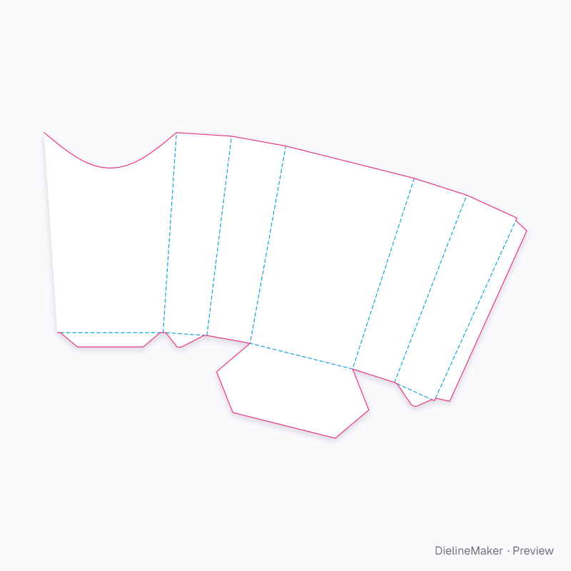 Large six-sided fries scoop flat dieline