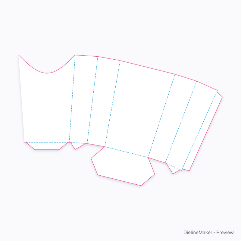 Six-sided fries carton flat dieline