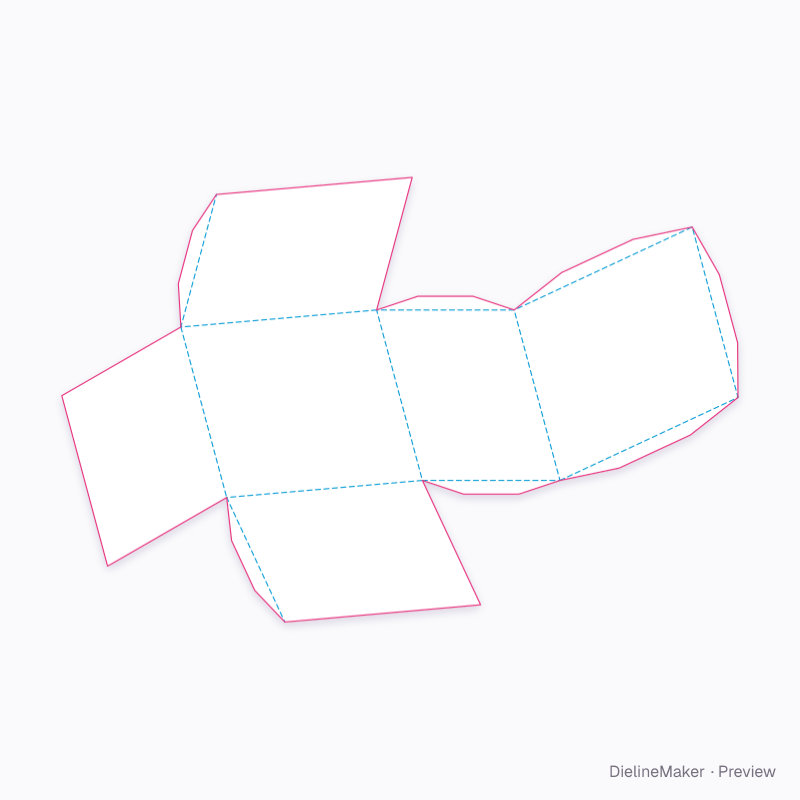 Oblique parallelepiped flat dieline