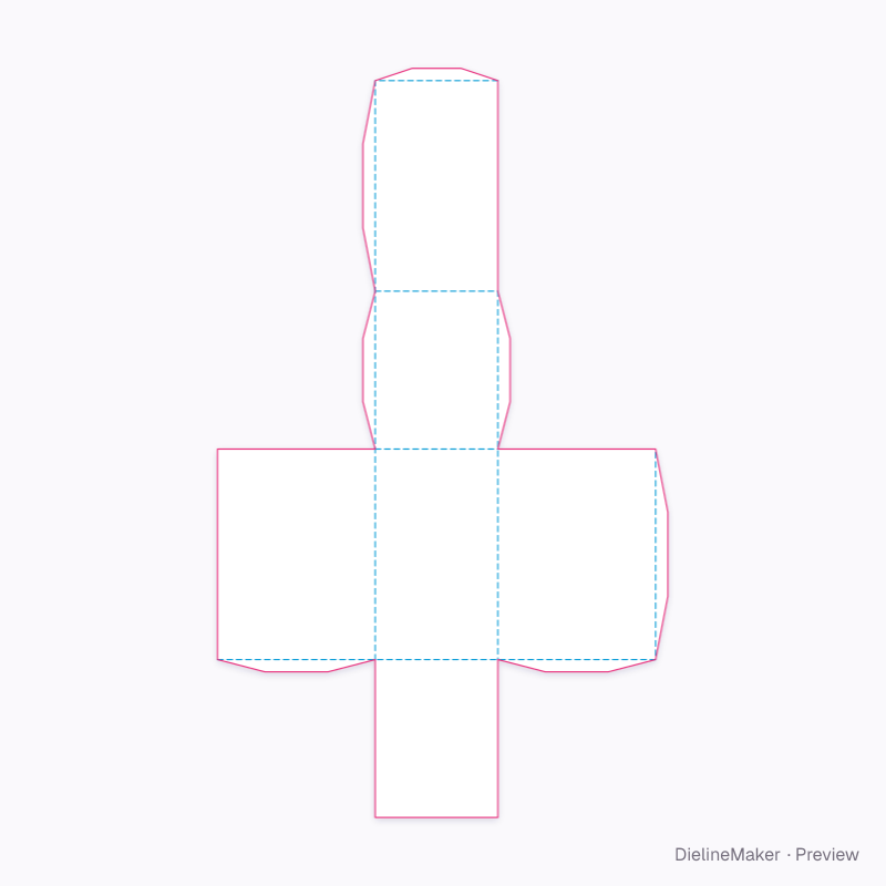 Rectangular parallelepiped flat dieline