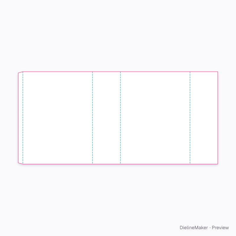 Corrugated sleeve, axis along the length flat dieline
