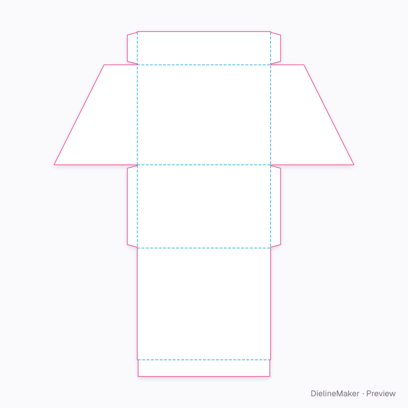 Bevel-top hinged box flat dieline