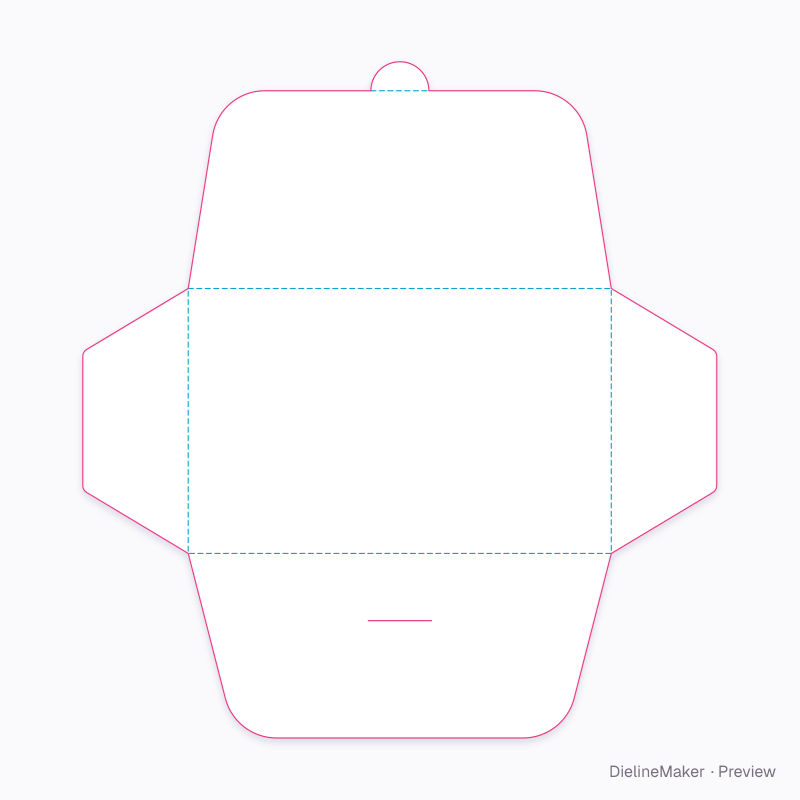 Tapered tongue-lock envelope flat dieline