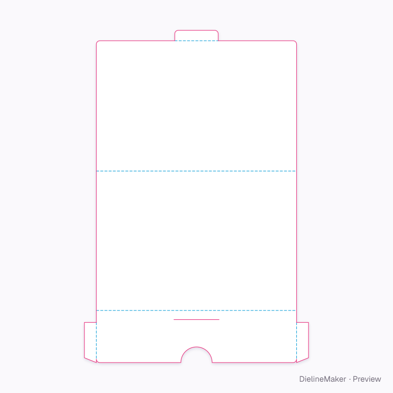 Document sleeve with thumb notch flat dieline