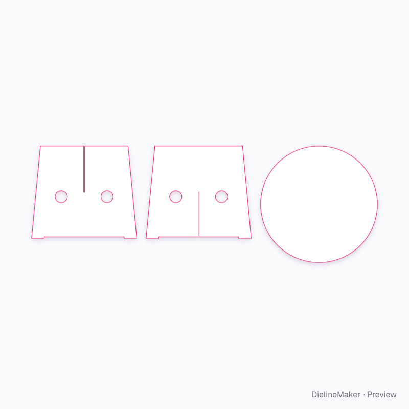 Kids round cardboard table flat dieline