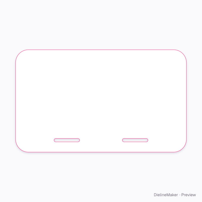 Rounded card with mounting slots flat dieline