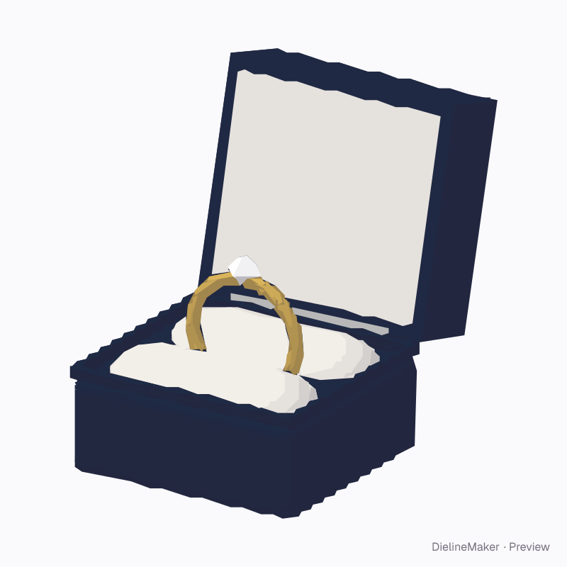 Ring box with padded slotted insert