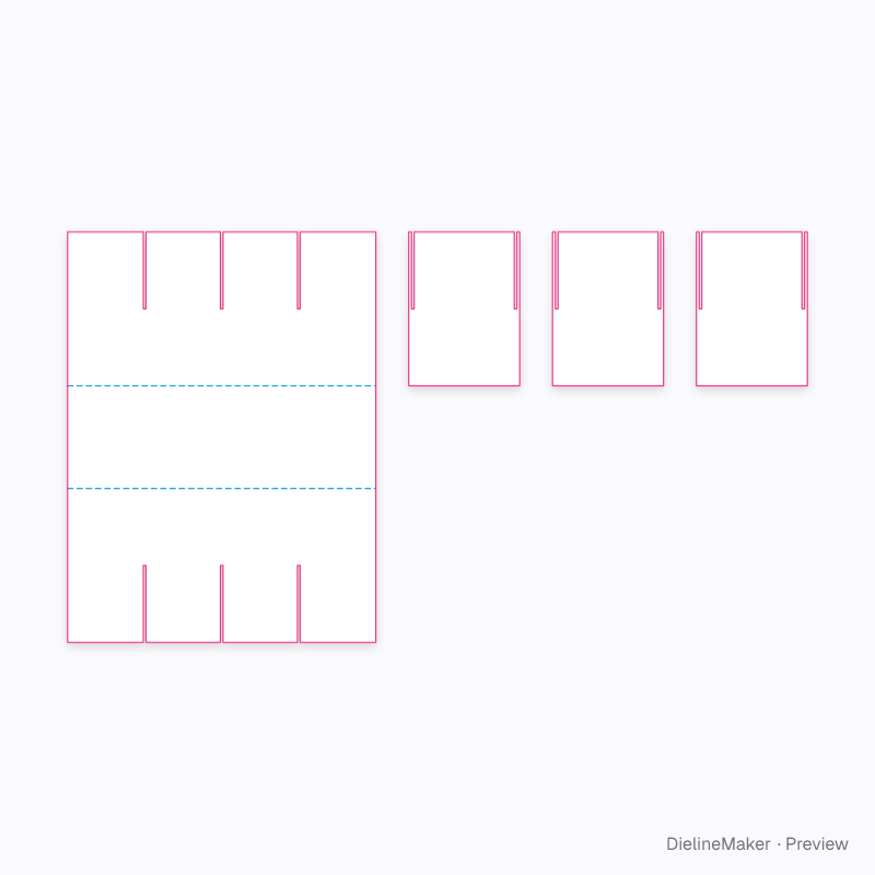 Four-cell slotted U liner flat dieline