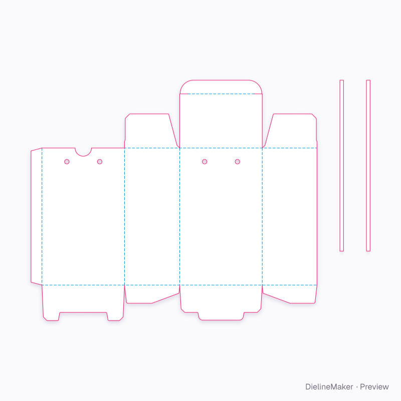 Snap-lock carton with cord handle holes flat dieline
