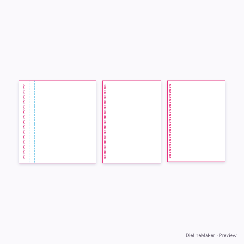 Concealed-coil notebook flat dieline