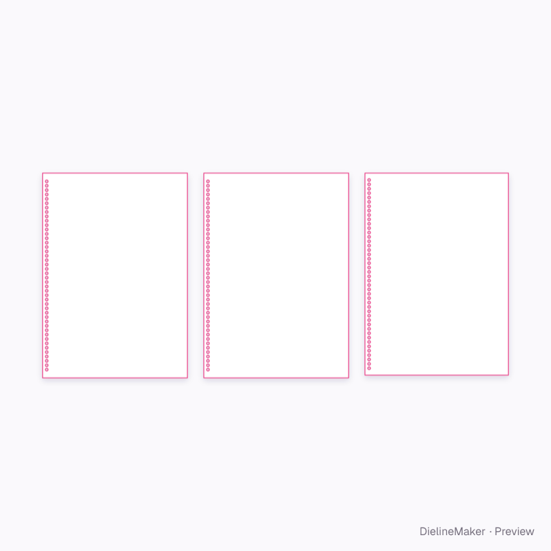 A4 210 × 297 mm spiral notebook flat dieline