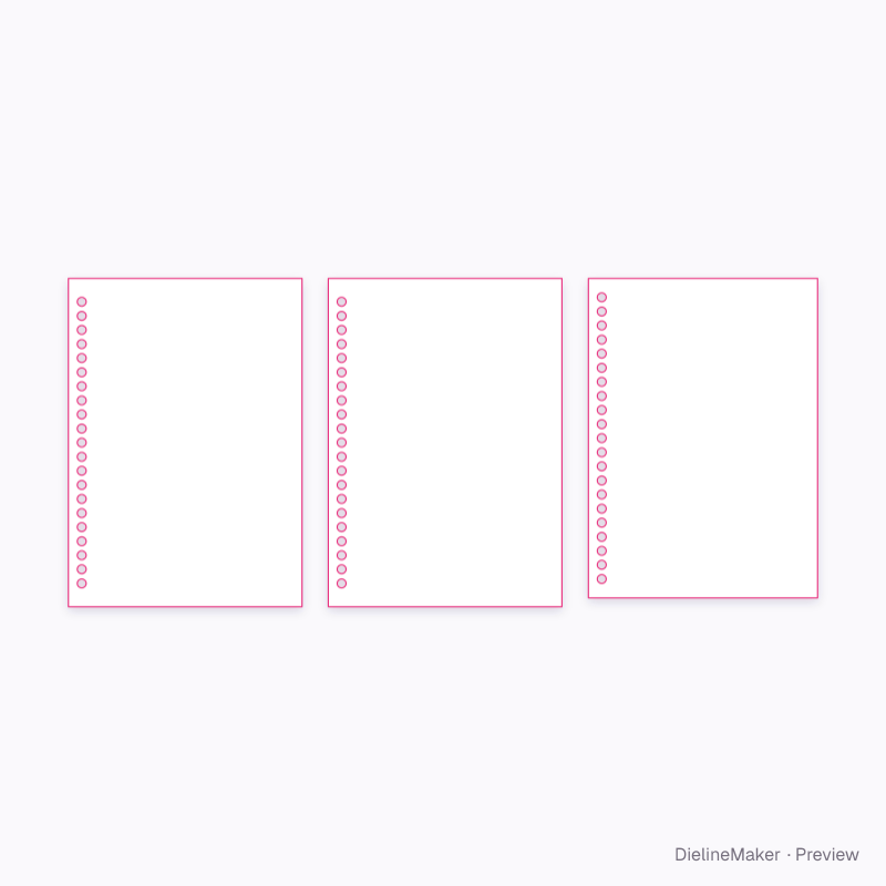 A6 105 × 148 mm spiral notebook flat dieline