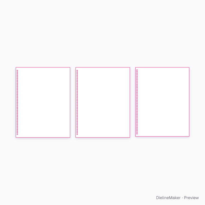 US letter 8.5 × 11 in spiral notebook flat dieline