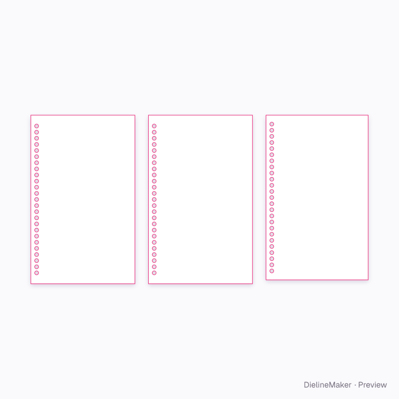 Pocket 108 × 175 mm spiral notebook flat dieline