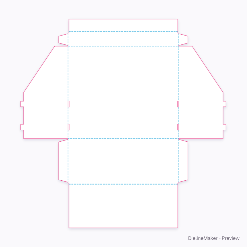 Stacking display tray with doubled walls flat dieline