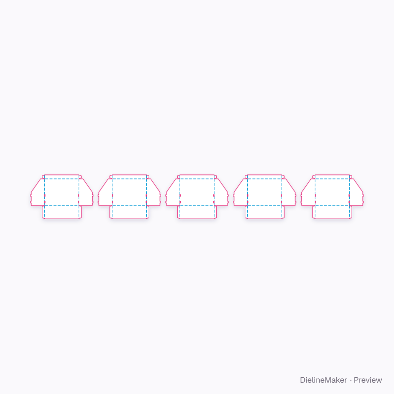 Five-tray stacking display tower flat dieline