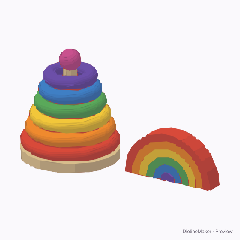 Stacking rings and rainbow toy