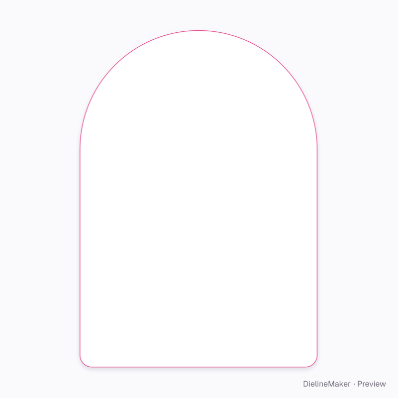 Arch label flat dieline