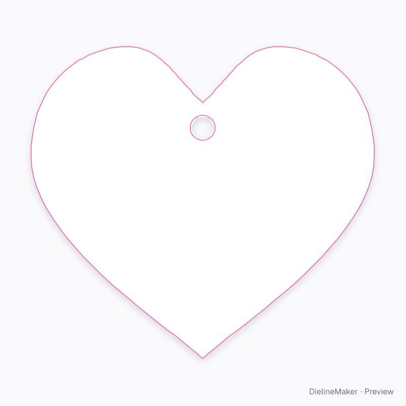 Heart hang tag flat dieline