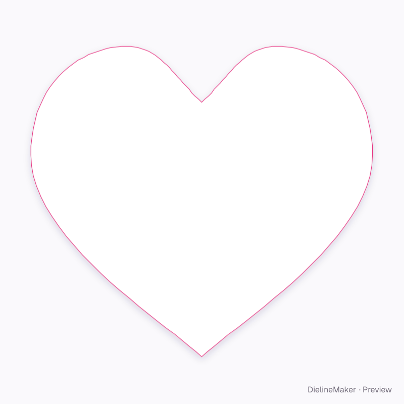 Heart sticker flat dieline