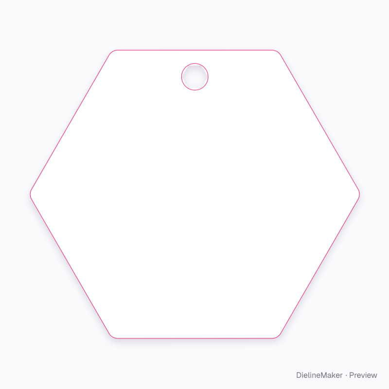Hexagon hang tag flat dieline