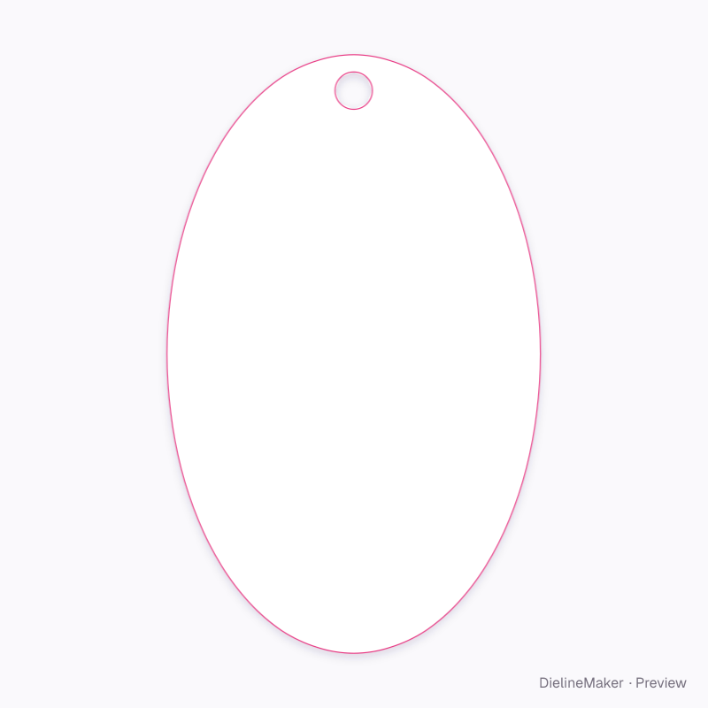 Oval hang tag flat dieline