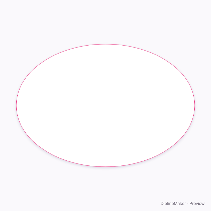 Oval label flat dieline