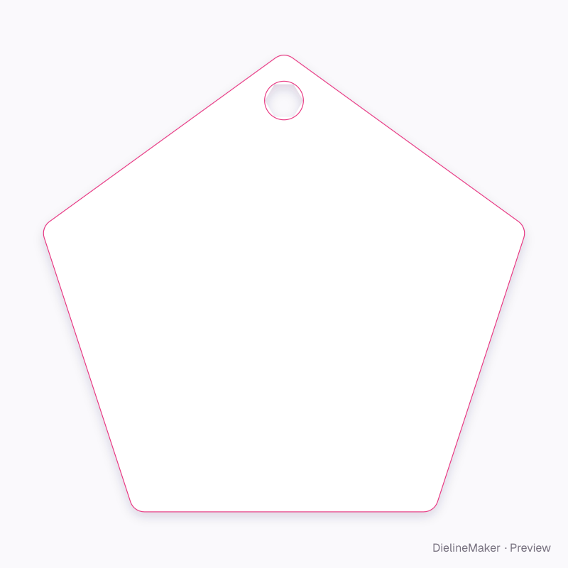 Pentagon hang tag flat dieline