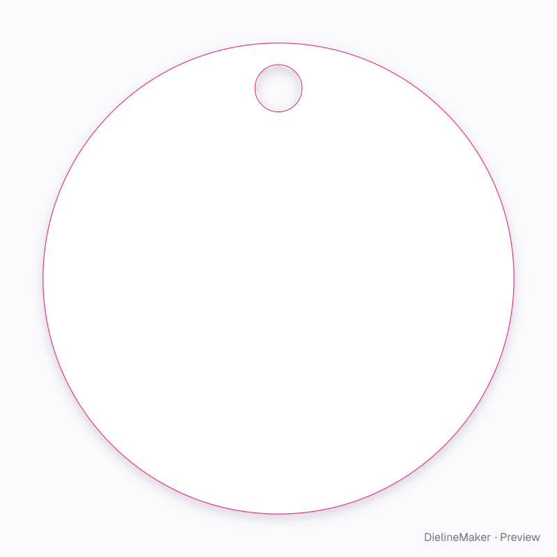 Round hang tag flat dieline