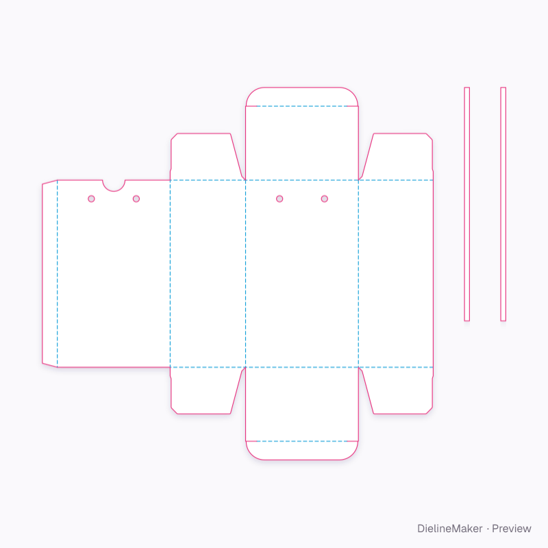 Tuck carton with cord handle holes flat dieline