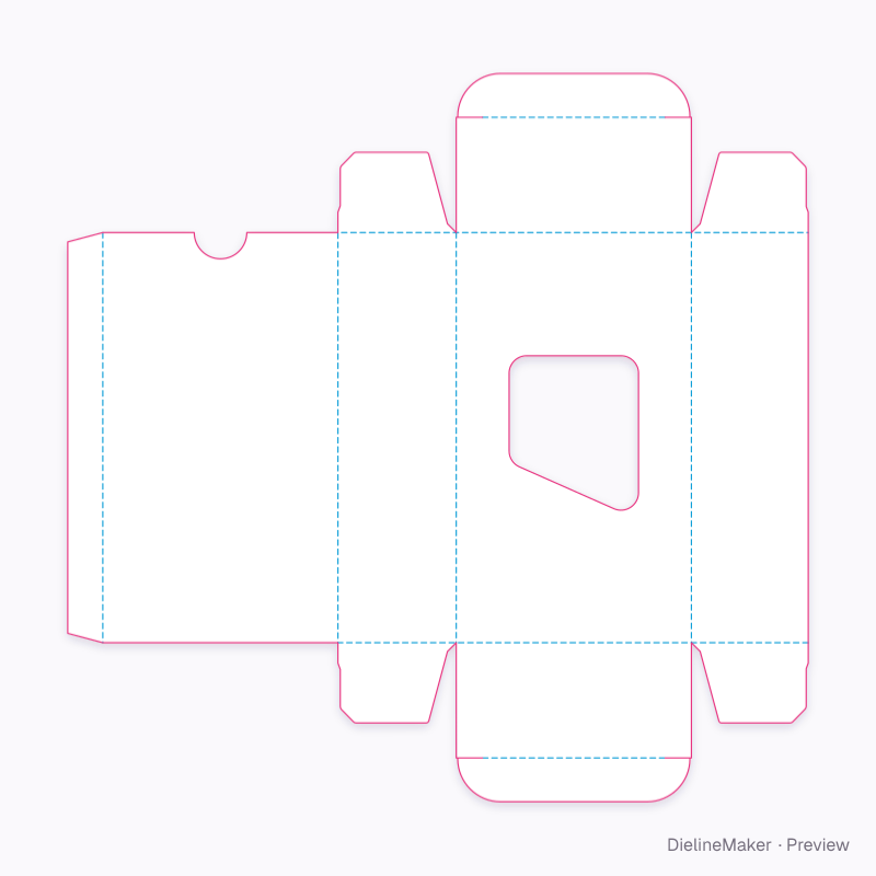 Oblique-window carton flat dieline