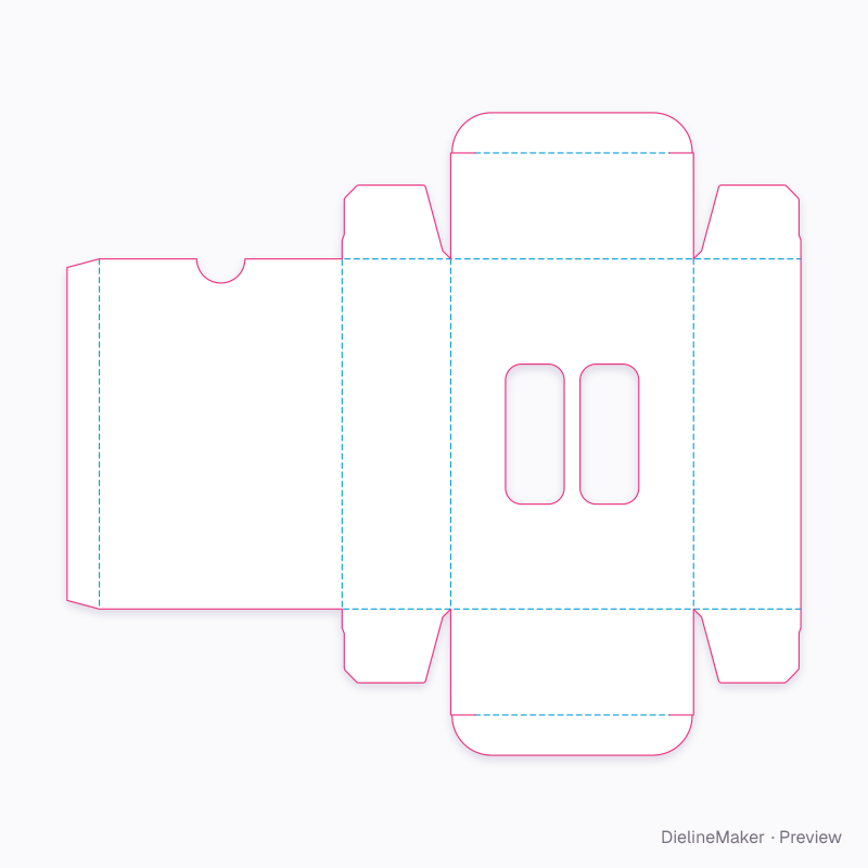 Twin-window carton flat dieline