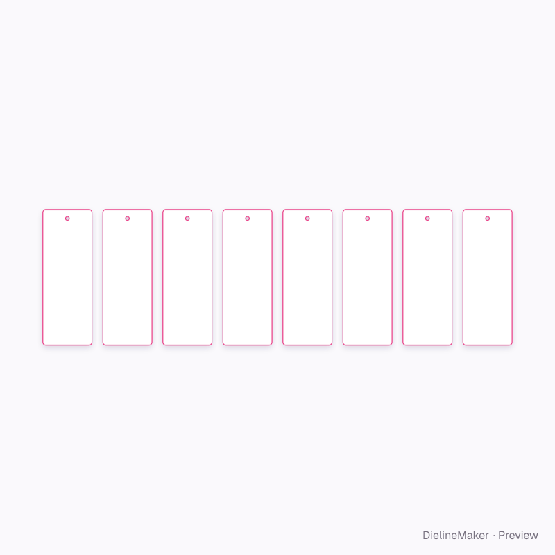 65 × 180 mm colour swatch fan flat dieline