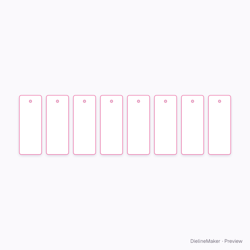 45 × 120 mm swatch fan flat dieline