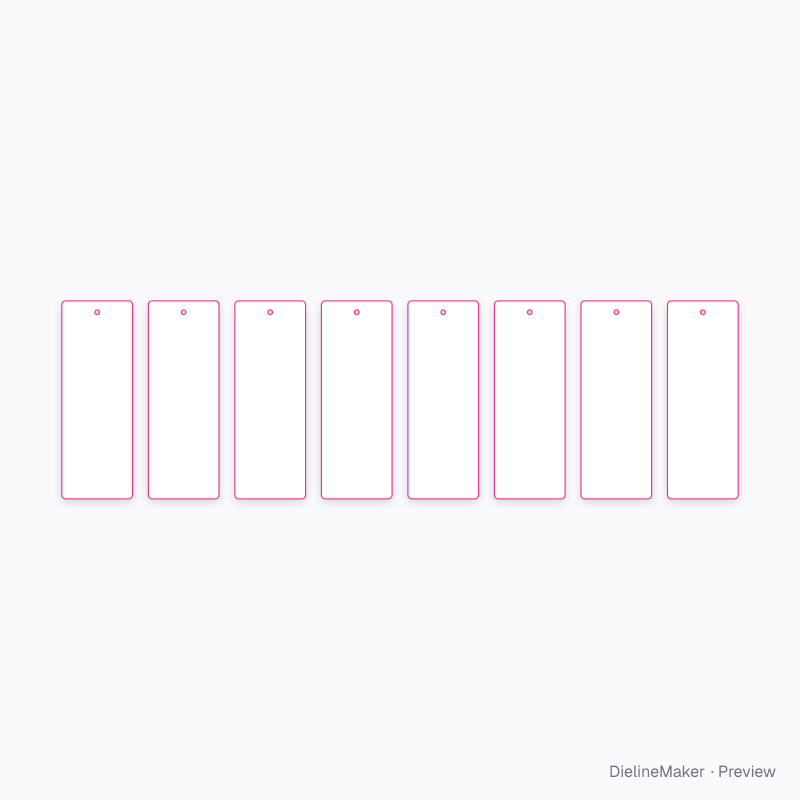 75 × 210 mm paper swatch fan flat dieline