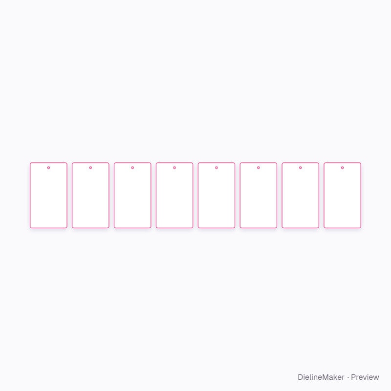 90 × 160 mm swatch fan flat dieline