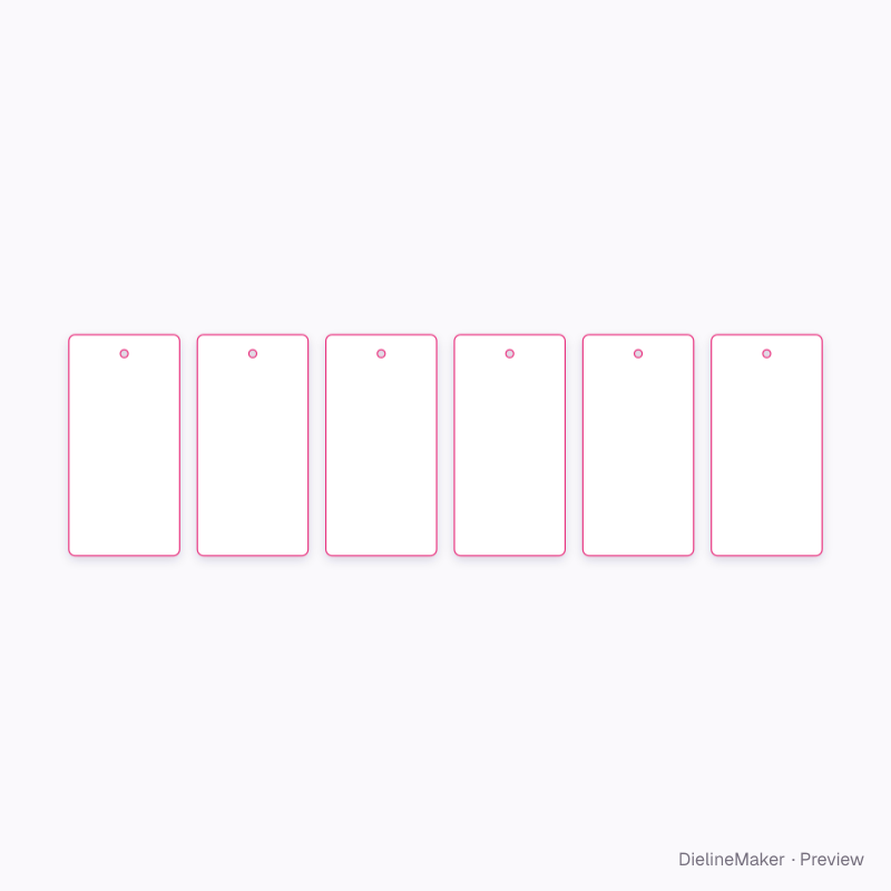 Six-card paper stock samples flat dieline