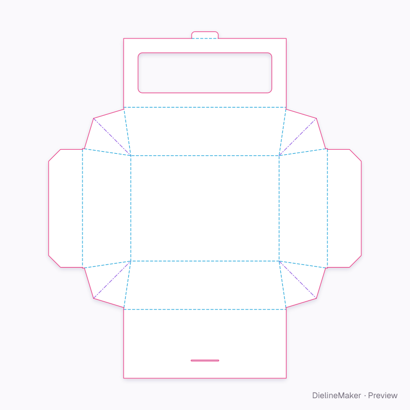 Kraft salad box with window flat dieline