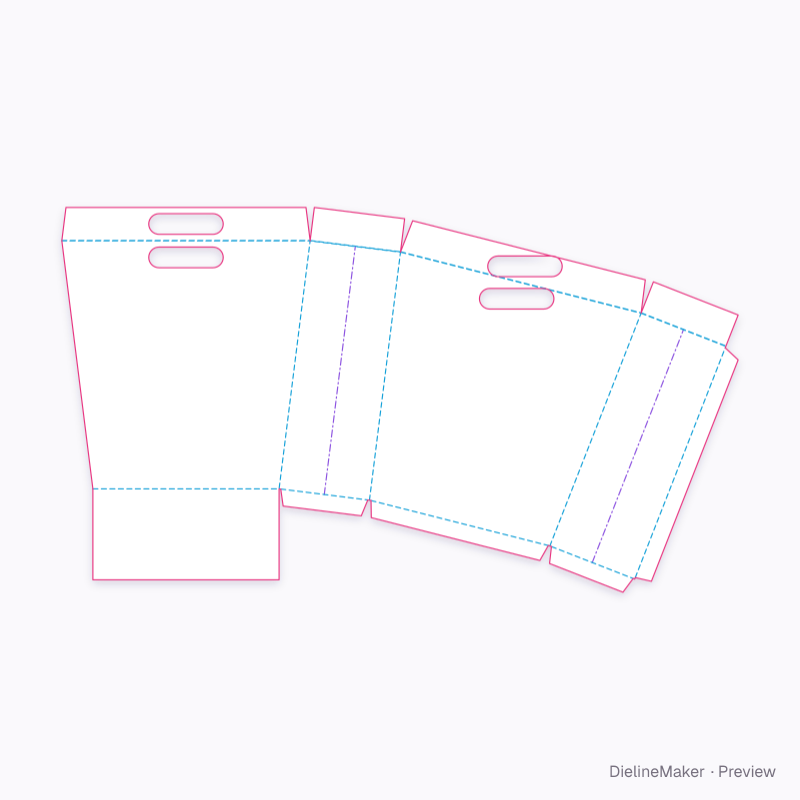 Tapered boutique bag flat dieline