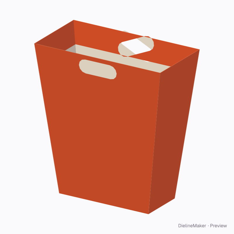 Tapered gift bag with angled gussets