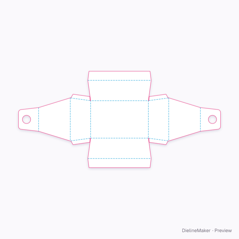 Tapered tray with integral carry loops flat dieline