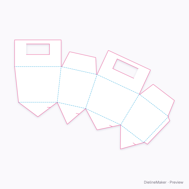 Tapered lock-bottom carry carton flat dieline
