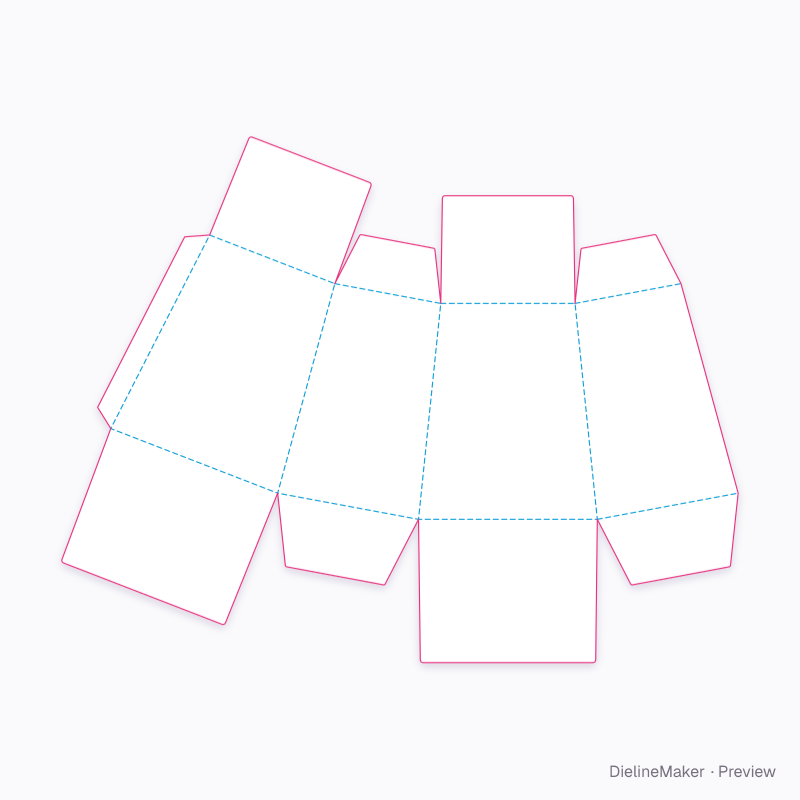 Sealed tapered carton 100×80×120 flat dieline