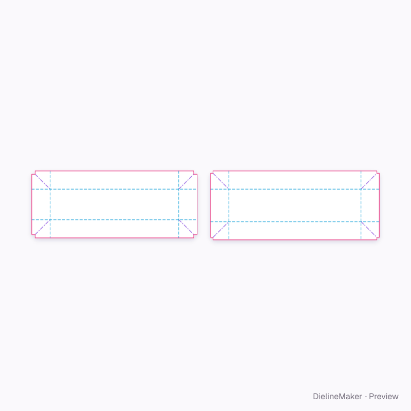 Long bracelet gift box — Telescope box flat dieline