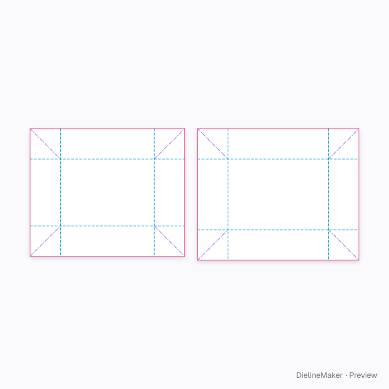 75 × 55 earring gift box — Telescope box flat dieline