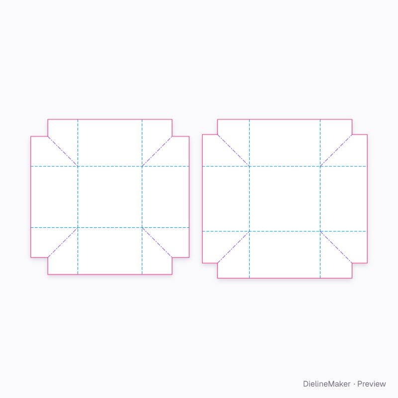 52 mm ring gift box — Telescope box flat dieline