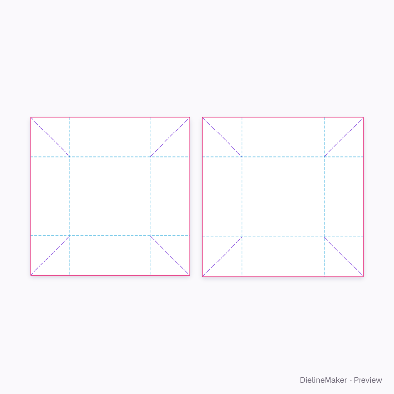 Gift box 200×200×100 flat dieline
