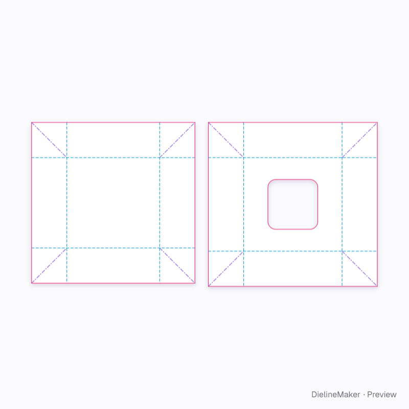Jewellery box 90×90×35 flat dieline
